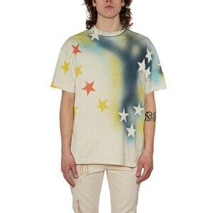 PALM ANGELS Men's Sprayed Stars T-Shirt Size L in White/Multi